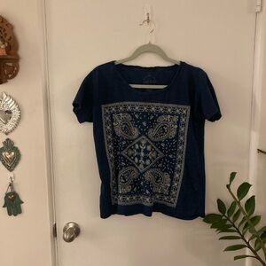 Lucky Brand Blue Embroidered T-Shirt